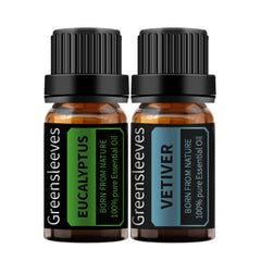 GREENSLEEVES Vetiver Eucalyptus oil set diffuser-blend enables easy at-home aromatherapy.