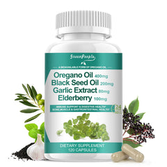 GREENPEOPLE oregano oil capsules bottle for daily immune and digestive support