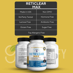 GREENVIFY Reticlear Max capsules image suggests easy two-per-day dosage