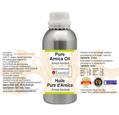 Greenwood Essential Arnica Oil pour demonstrates quick absorption and fragrance-free formula.