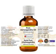Greenwood Essential Ashwagandha oil dropper releasing quick-absorb formula.