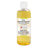 Greenwood Essential chaulmoogra oil bottle 200ml for skin and hair nourishment.