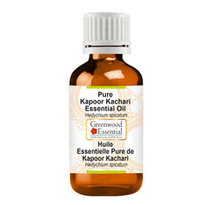 Greenwood Essential Kapoor Kachari oil in amber bottle preserves potency for all skin types