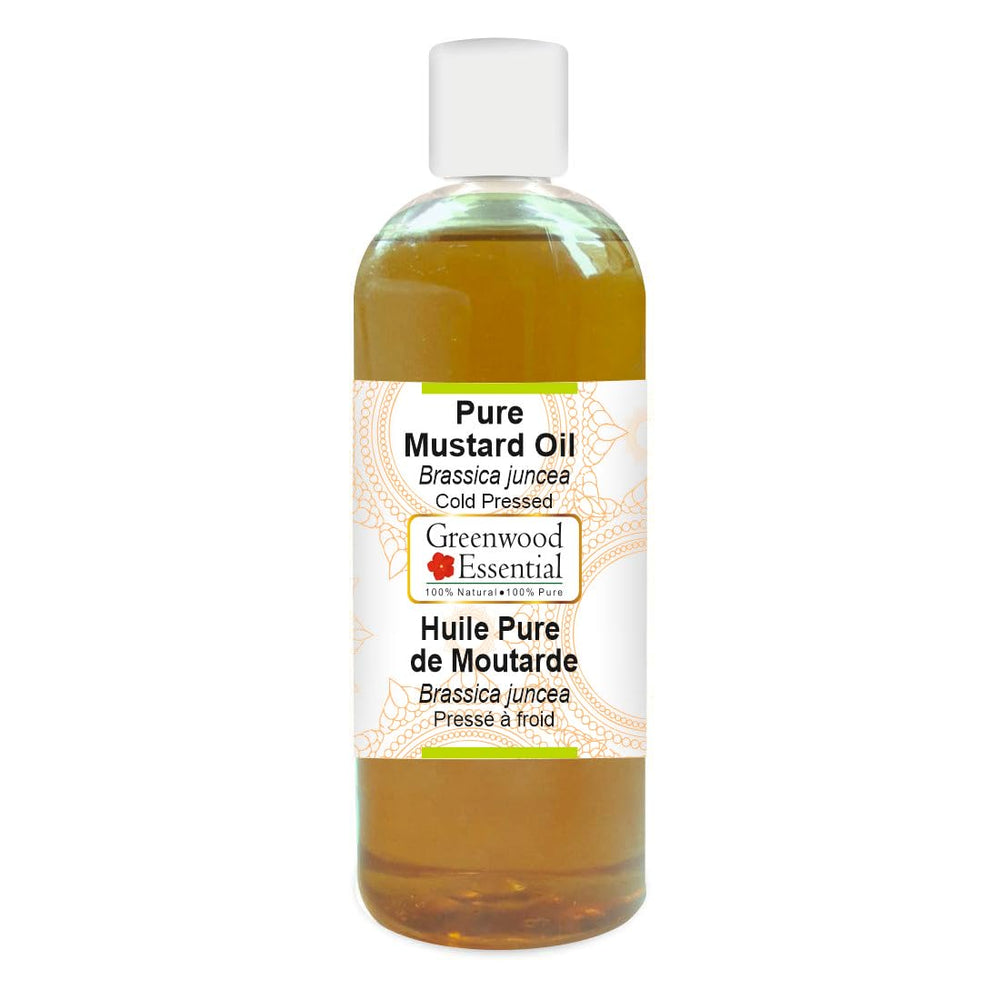 Greenwood Essential mustard oil bottle closed to preserve potency for skin and massage