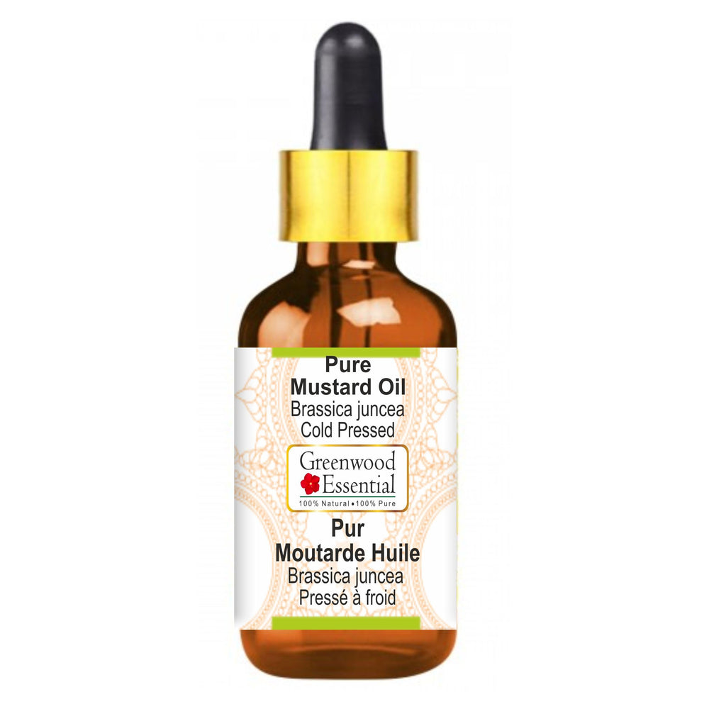 Greenwood Essential Mustard Oil bottle with dropper for precise dilution