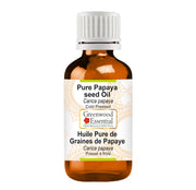 Greenwood Essential Papaya Seed Oil bottle shows pure, cold-pressed formula for daily skin care.