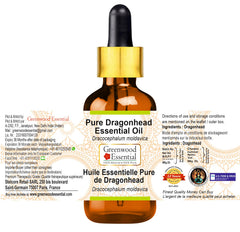 Steam-distilled Greenwood Essential Dragonhead oil with pure botanical aroma.