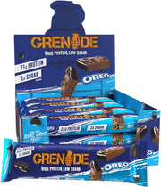Grenade High Protein Oreo Vanilla bar pack image showing a protein-packed snack for post-workout recovery