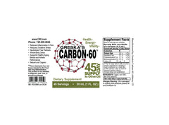 Greska's Carbon-60 label highlights solvent-free, lab-tested purity for trusted use.