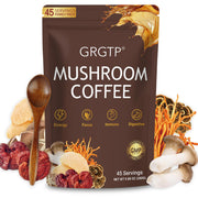 GRGTP Mushroom Coffee package shot highlights smooth flavor and convenience