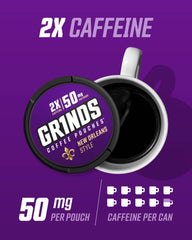 GRINDS can delivers caffeine equivalent to ten cups for a strong energy boost.