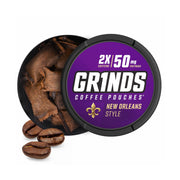 GRINDS Grinds Coffee Pouches New Orleans-style flavor close-up for bold energy on the go.