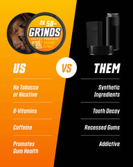 GRINDS New Orleans coffee pouch with bold flavor and energy.