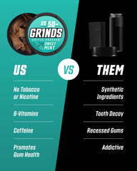 GRINDS Root Beer flavor pouch can for a playful energy boost.