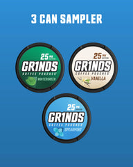 Grinds Spearmint can close-up highlighting refreshing flavor on the go