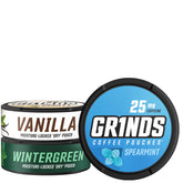 Grinds Wintergreen can close-up showing compact energy option for daily routines