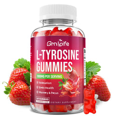 GrnLife L Tyrosine Gummies bottle front for focus support.