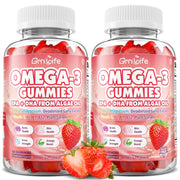 GrnLife vegan omega-3 gummies bottle front, two-pack for easy daily intake