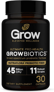 GrowBiotics bottle on counter showing daily gut balance and ease of use
