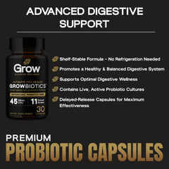 GrowBiotics NutraFlora label showing prebiotic fuel for probiotics