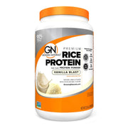 Growing Naturals rice protein front packaging highlights organic allergen-friendly nutrition for meals