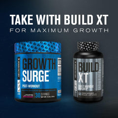 Growth Surge post-workout powder tub open, ready to mix after training.