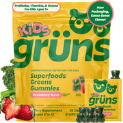 Grüns kids multivitamin gummies bottle for on-the-go daily nutrition.