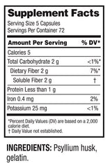 Guardian Psyllium Fiber Capsules label, easy-to-read guidance and daily fiber benefits.
