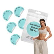 GuardianLink Unpuff Patches with dandelion leaf close-up for daily digestive comfort.