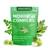 GUMTRACT Moringa Gummies bottle with green apple flavor for daily energy support.