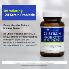 Gundry MD 24 Strain probiotic bottle back highlights ingredients and CFU counts