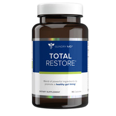 Gundry MD Total Restore bottle label close-up for gut health support