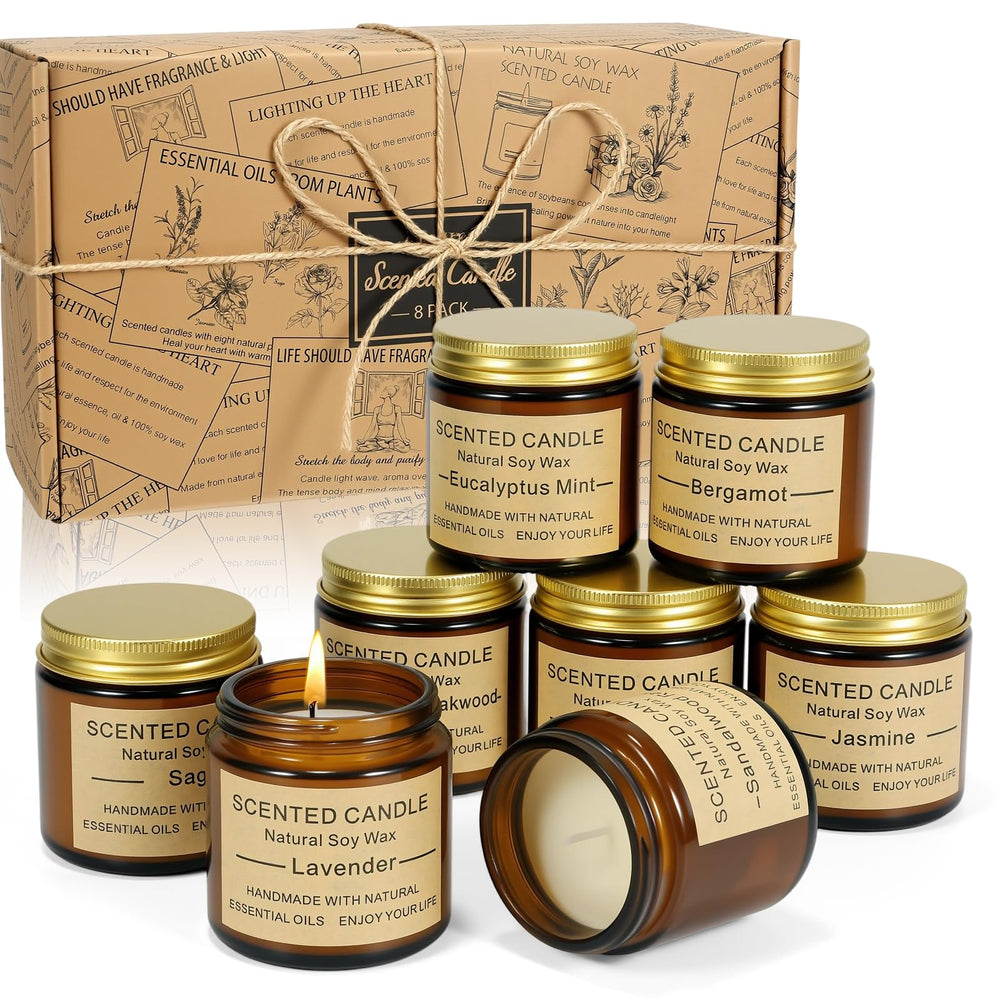 GUYHNE amber jar candles set creates long-lasting warm ambiance for cozy evenings