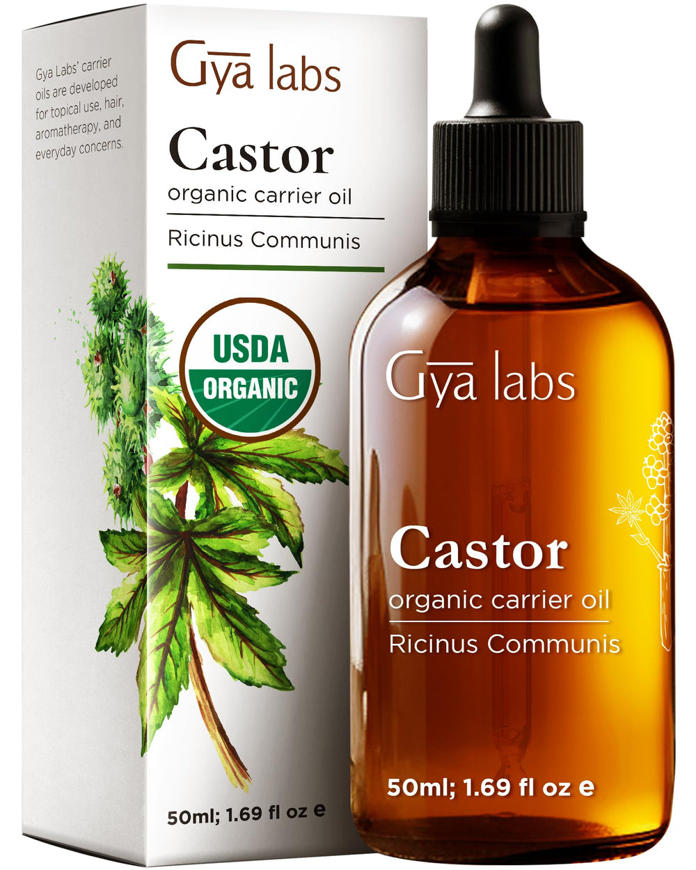 Gya Labs Castor Oil bottle for easy daily use across hair and skin care
