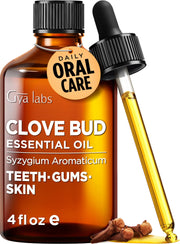 Gya Labs Clove Bud Oil bottle with pure Indonesian clove for aromatherapy and DIY blends.