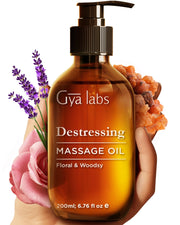 Gya Labs Destressing Massage Oil bottle pour for soothing hydration