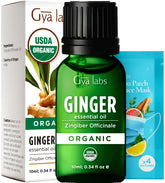 Gya Labs Organic Ginger Essential Oil bottle ready for precise pours in DIY blends.