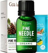 Gya Labs Organic Pine Needle Oil bottle with pure pine aroma for home use.