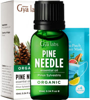 Gya Labs Organic Pine Needle Oil bottle with pure pine aroma for home use.