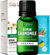 Gya Labs Organic Roman Chamomile essential oil bottle for calming aromatherapy