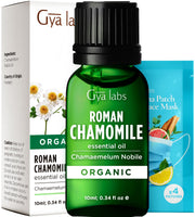 Gya Labs Organic Roman Chamomile essential oil bottle for calming aromatherapy