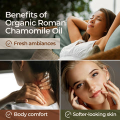 Gya Labs Chamomile essential oil used for soothing massage with a carrier oil