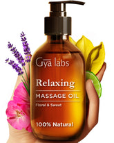 Gya Labs Relaxing Massage Oil bottle for versatile, non-greasy use