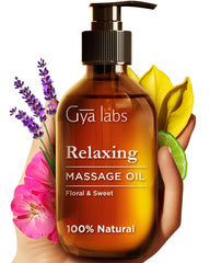 Gya Labs Relaxing Massage Oil bottle for versatile, non-greasy use
