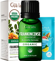 Gya Labs Frankincense essential oil bottle ready for diffuser aromatherapy and calming spaces.