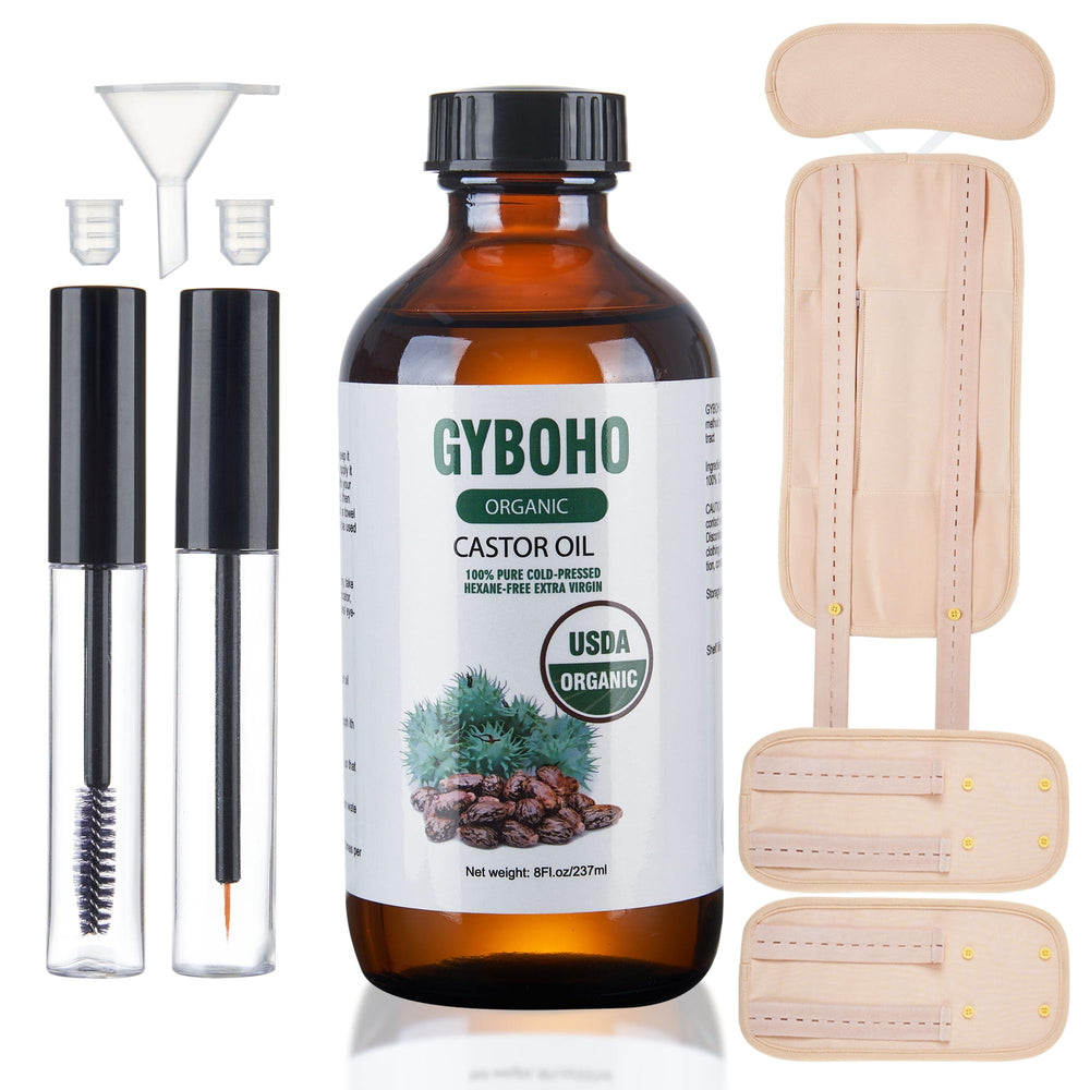 GYBOHO castor oil 8oz bottle for skin and hair nourishment