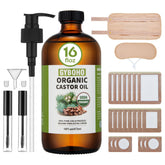GYBOHO castor oil pack wrap shown on the neck for a soothing self-care routine.