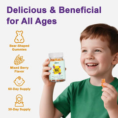 Gyumolics NAC kids bear gummies designed for kid-friendly daily intake.