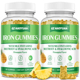 GZ HAOYUAN Iron Gummies bottle with pineapple flavor for daily energy support