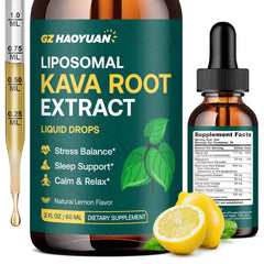 GZ HAOYUAN liposomal kava drops bottle promotes calm evenings.